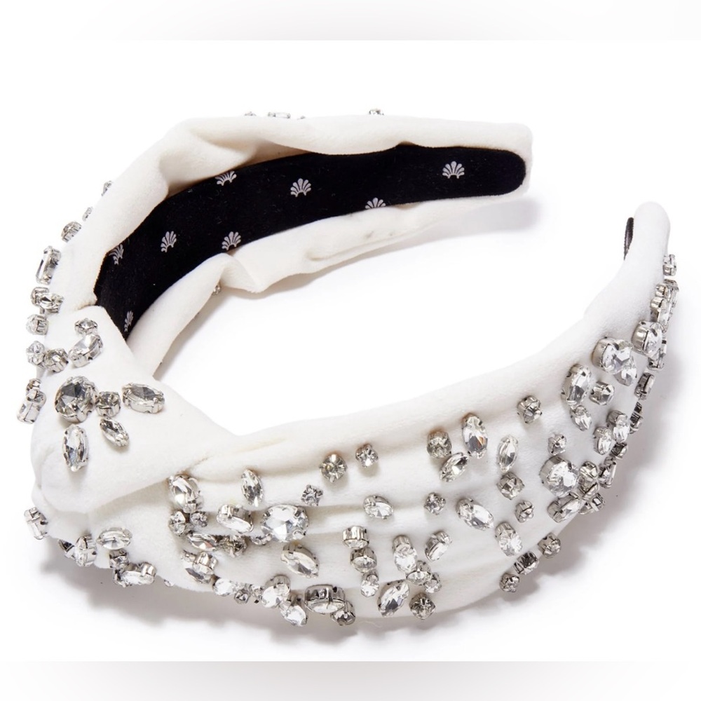 Lele Sadoughi Diamond Crystal Velvet Knotted Headband, with Dust Bag